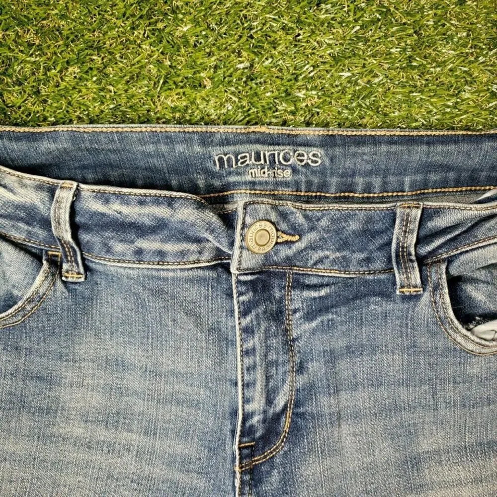 Maurices Womens sz XL Reg Jeans Mid Rise Dark Wash Faded Denim Skinny - Picture 4 of 9